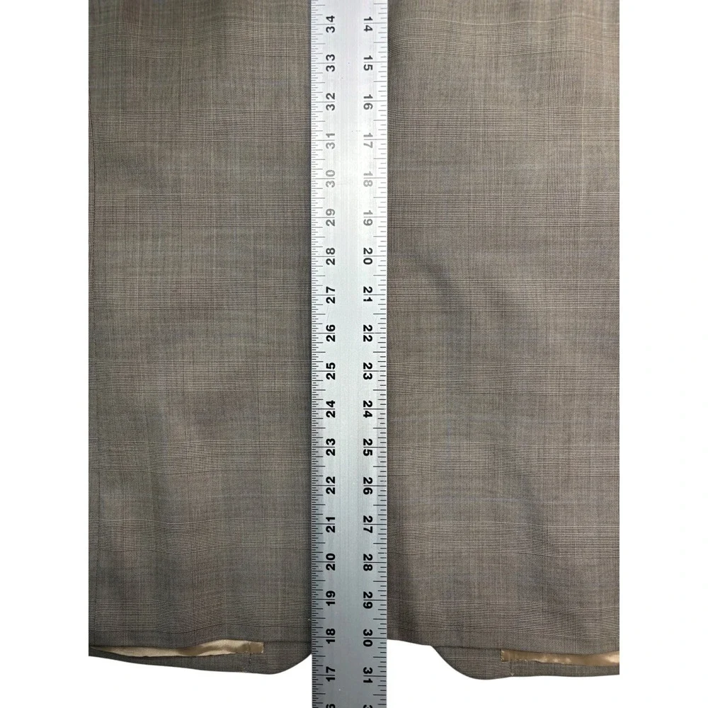 Ralph Lauren 40R 34x30 Taupe Glen Plaid 2pc Pant Suit Wool Pleated Cuffed